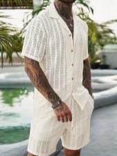 Men Crochet Knit 2 Piece Set L - Embellish Knit 评论和价格