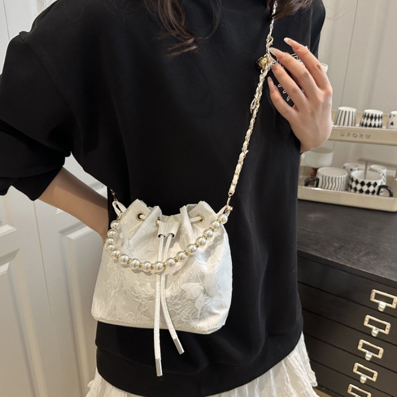 Elegant Lace Drawstring Handba - Beaded Trim Fringe 评论和价格