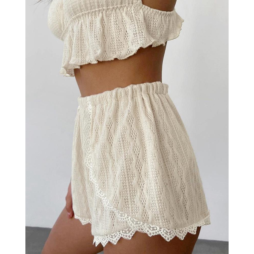 Lace Trim Ruffle Hem Cable Tex - Elastic Lace Trim 评论和价格