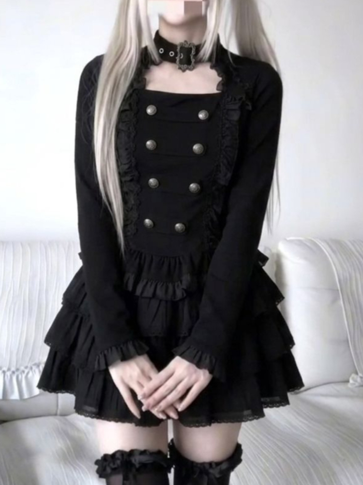 Gothic Harajuku Lolita 2-piece - Elastic Lace Trim 评论和价格