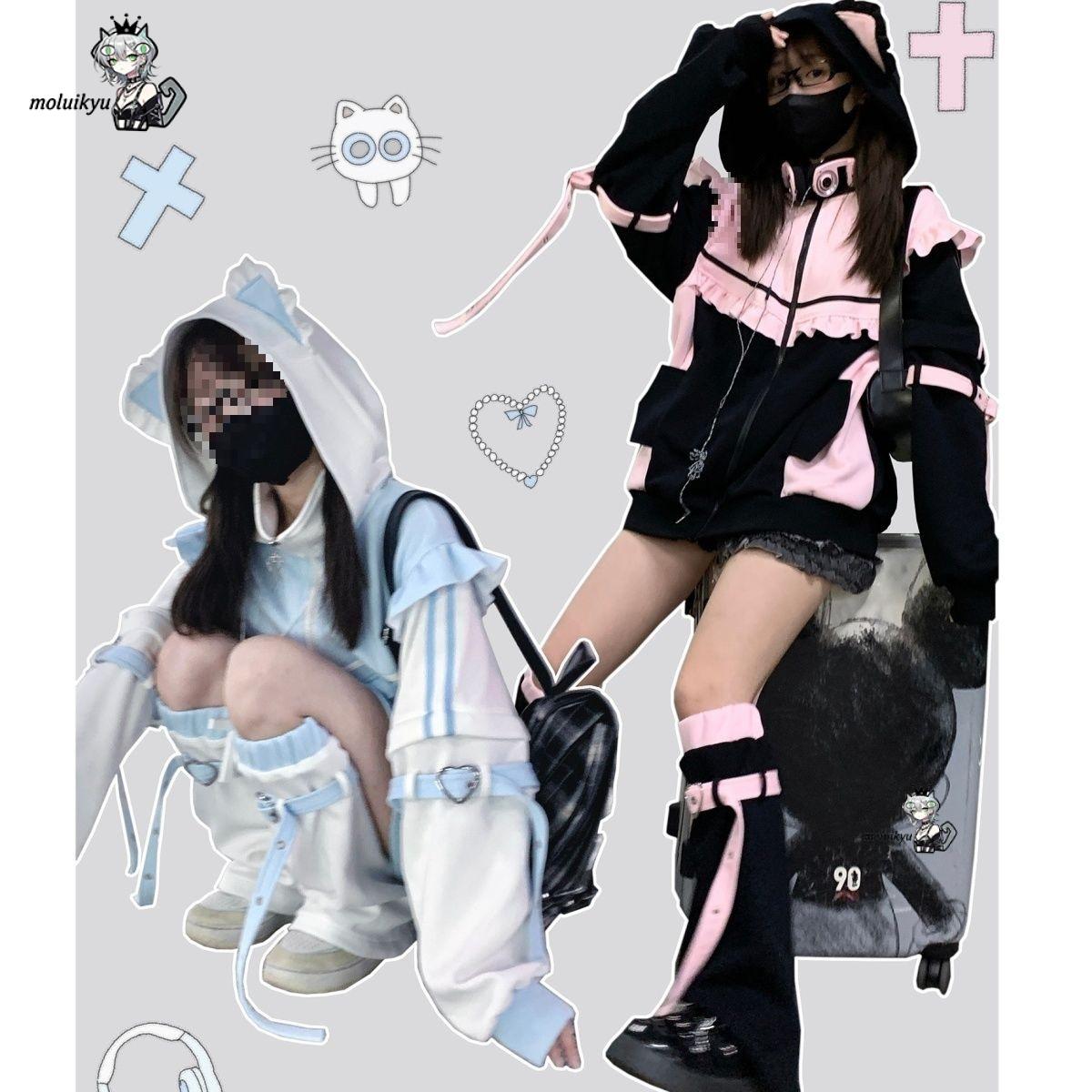 Y2K Kawaii Cat Ear Hoodie Wome - Embellish Knit 评论和价格