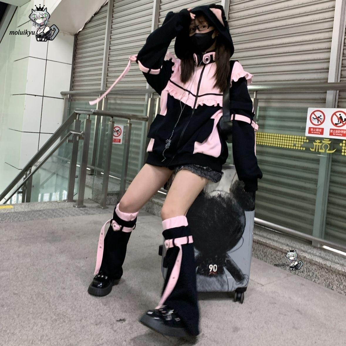 Y2K Kawaii Cat Ear Hoodie Wome - Embellish Knit 评论和价格